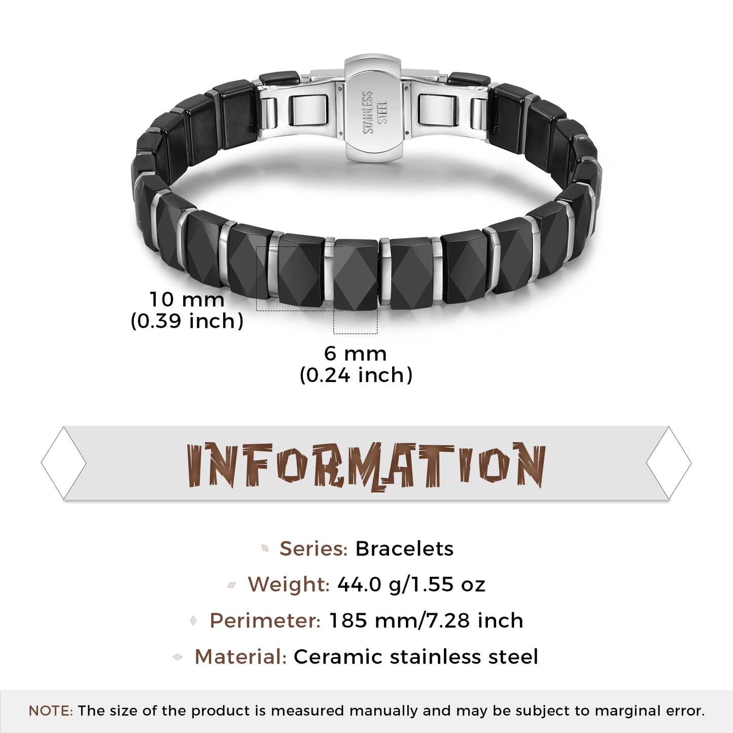 Ceramic Stainless Steel Men Bracelet