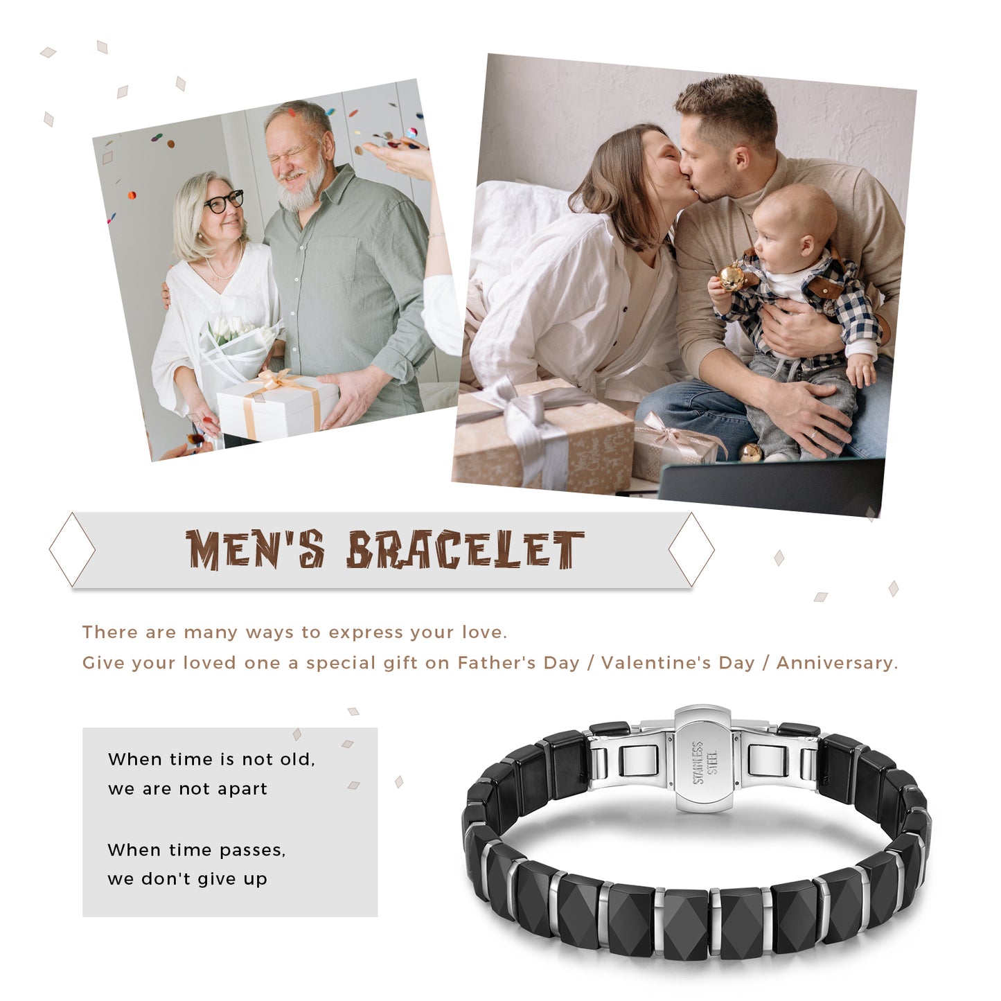 Ceramic Stainless Steel Men Bracelet