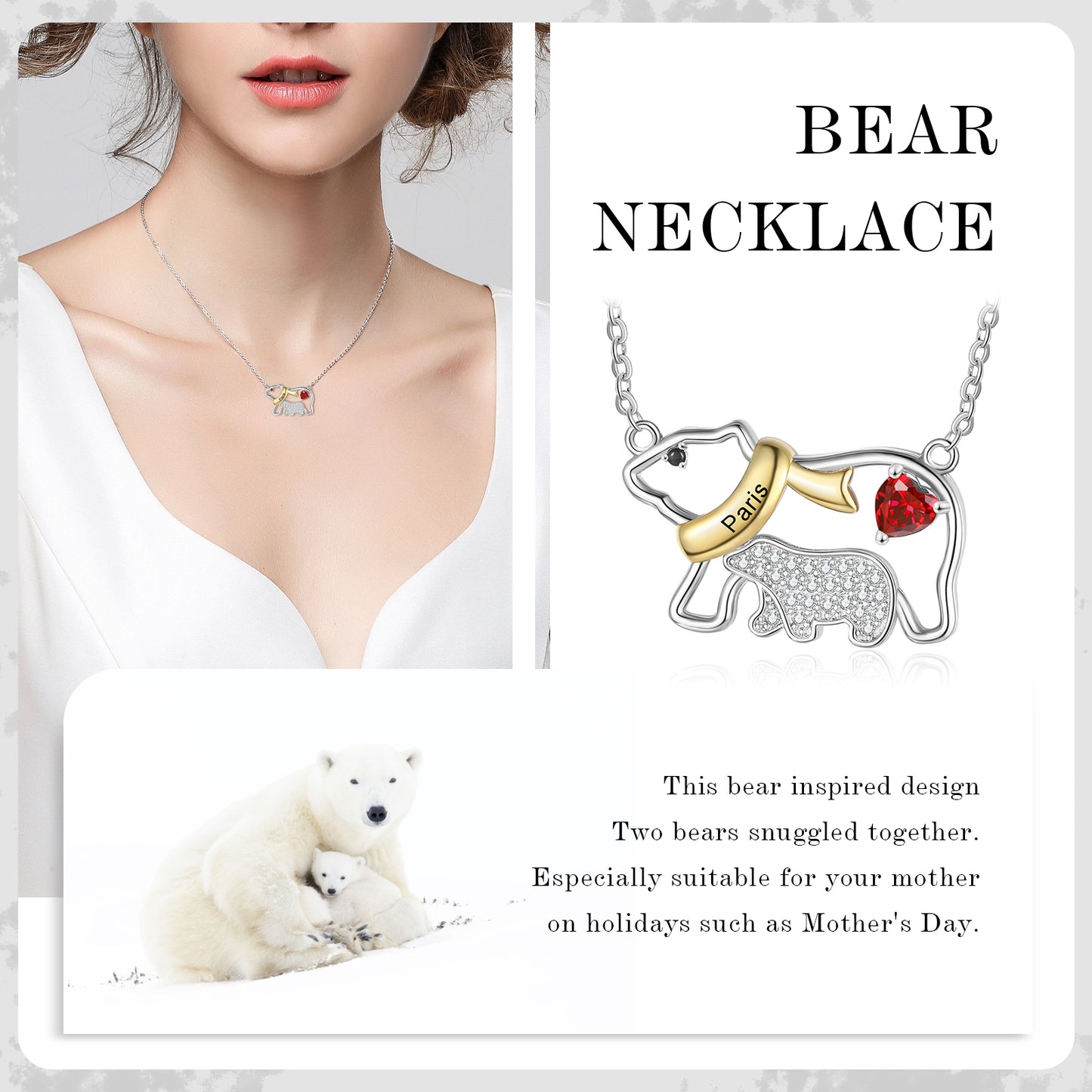 Polar Bear Mother and Child Necklace