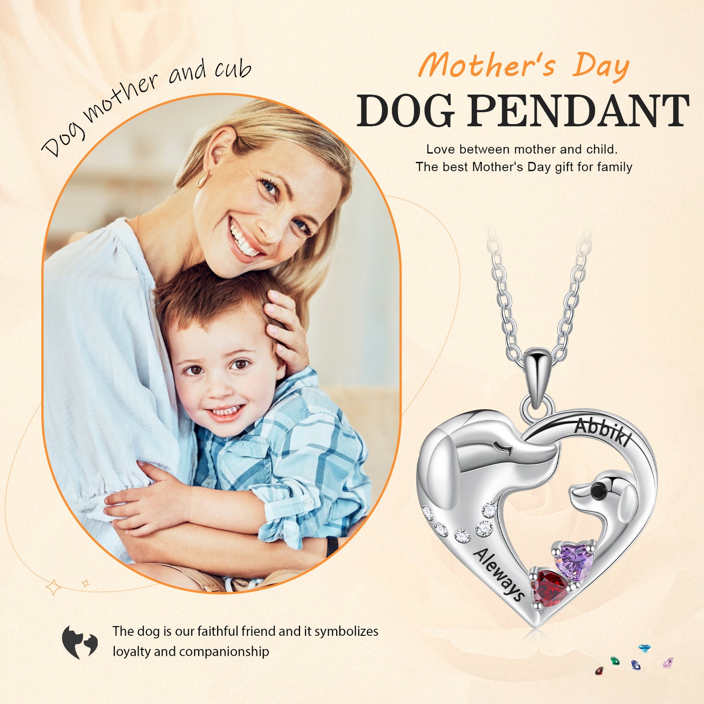 Custom Pet Dog and Heart Necklace