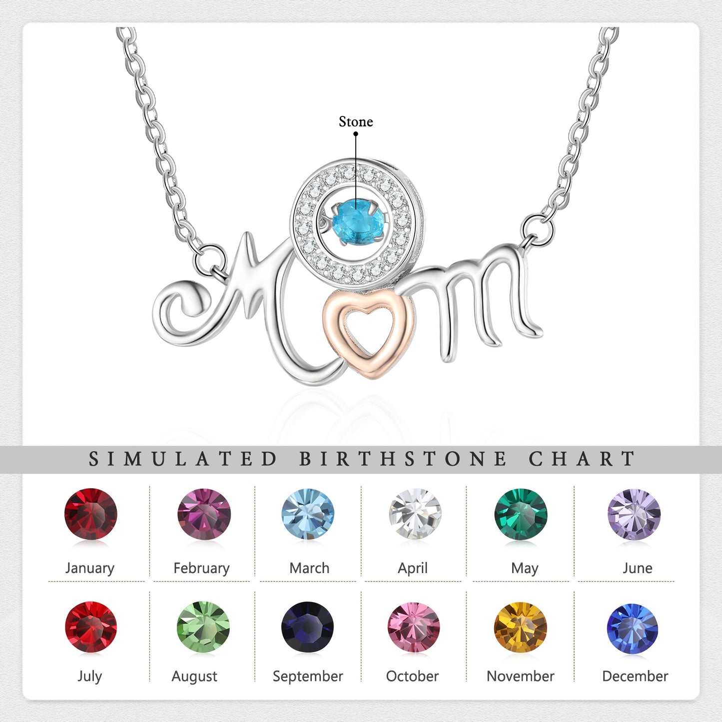 Custom Birthstone Necklace with Mom