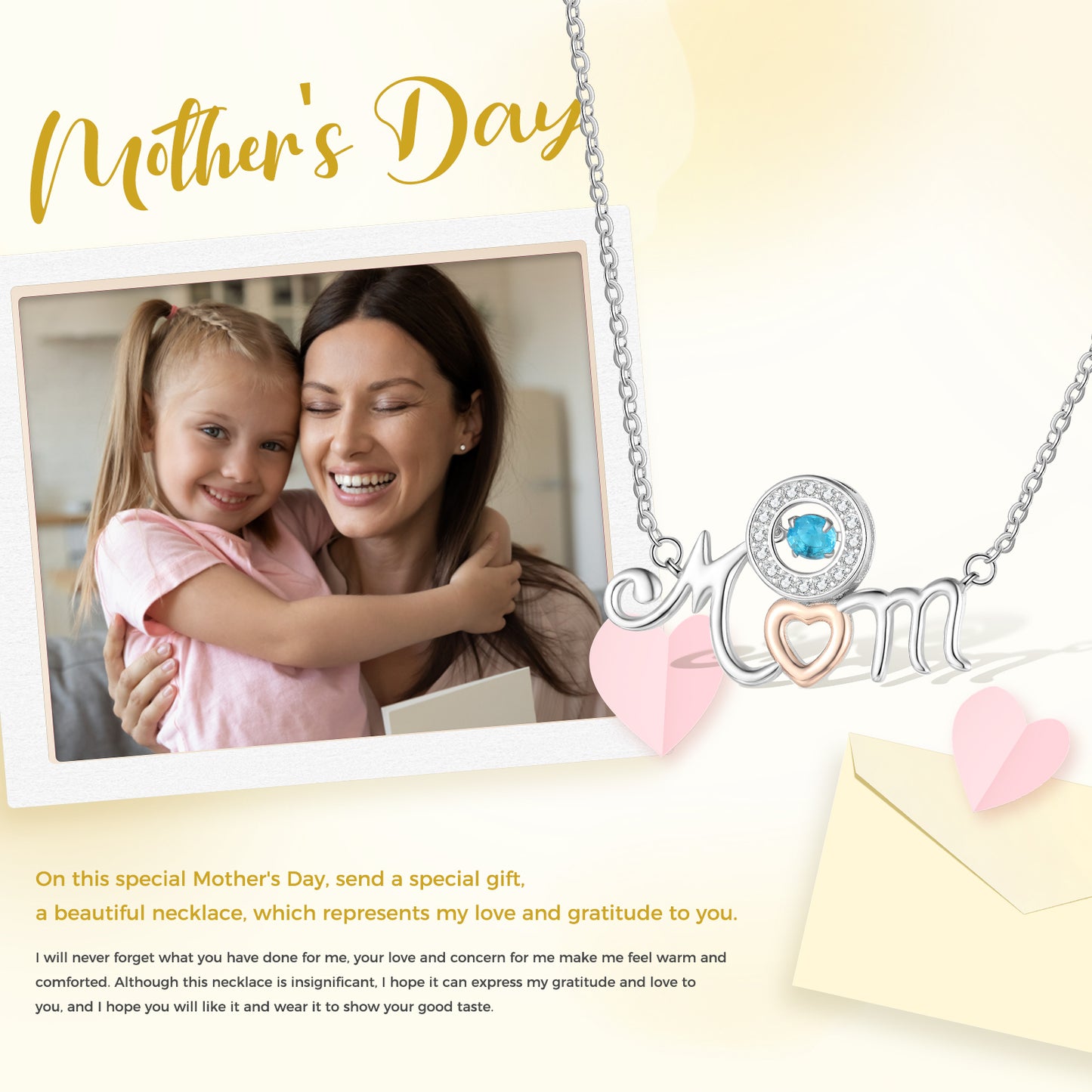Custom Birthstone Necklace with Mom