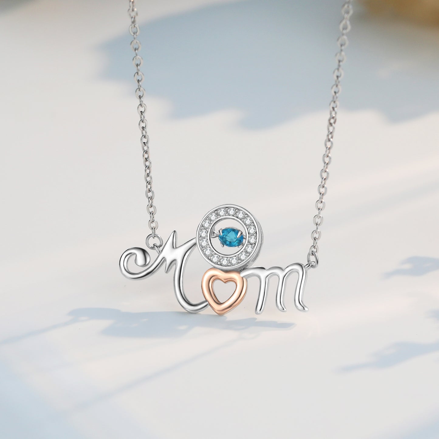 Custom Birthstone Necklace with Mom