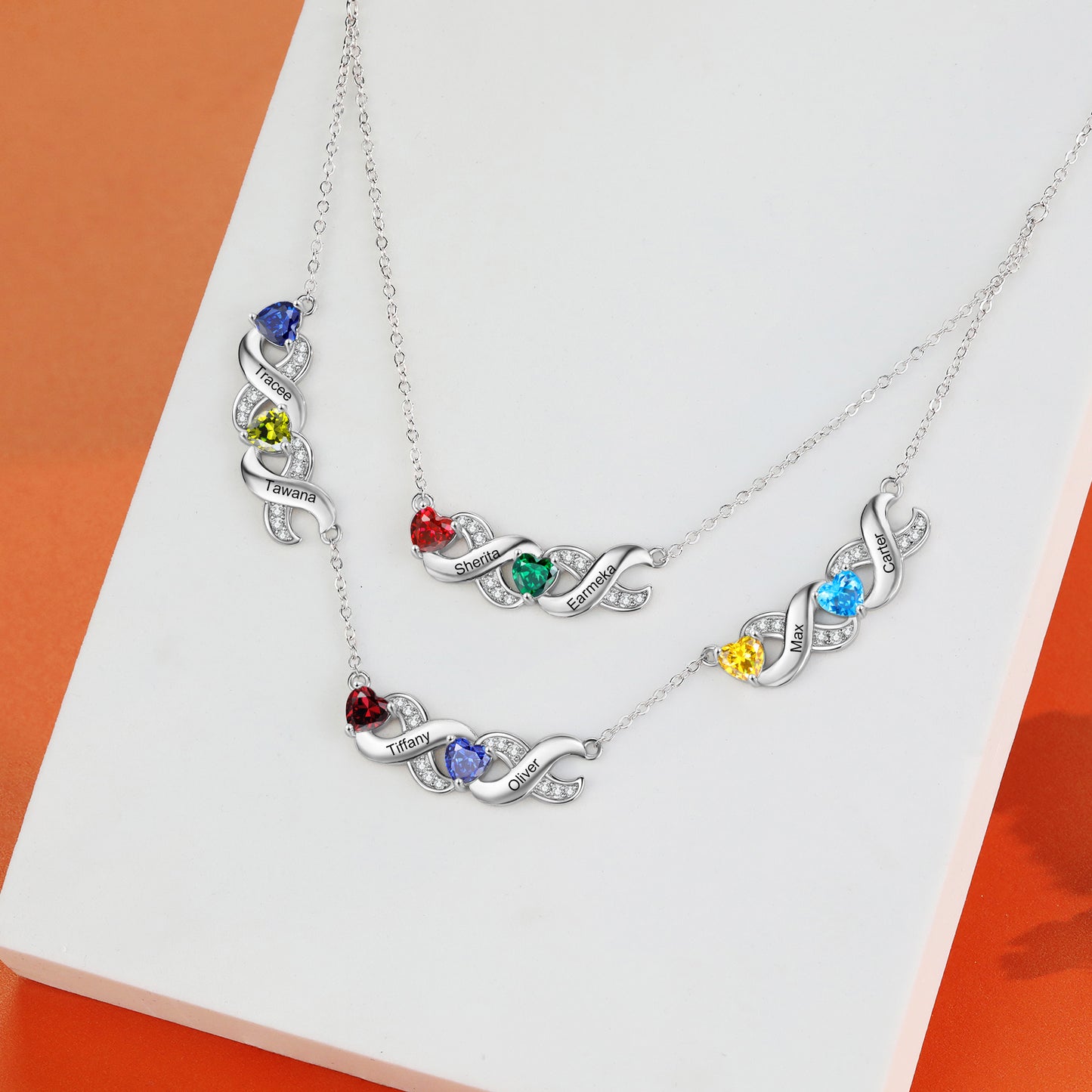 Personalized Birthstone Infinity Layered Necklace