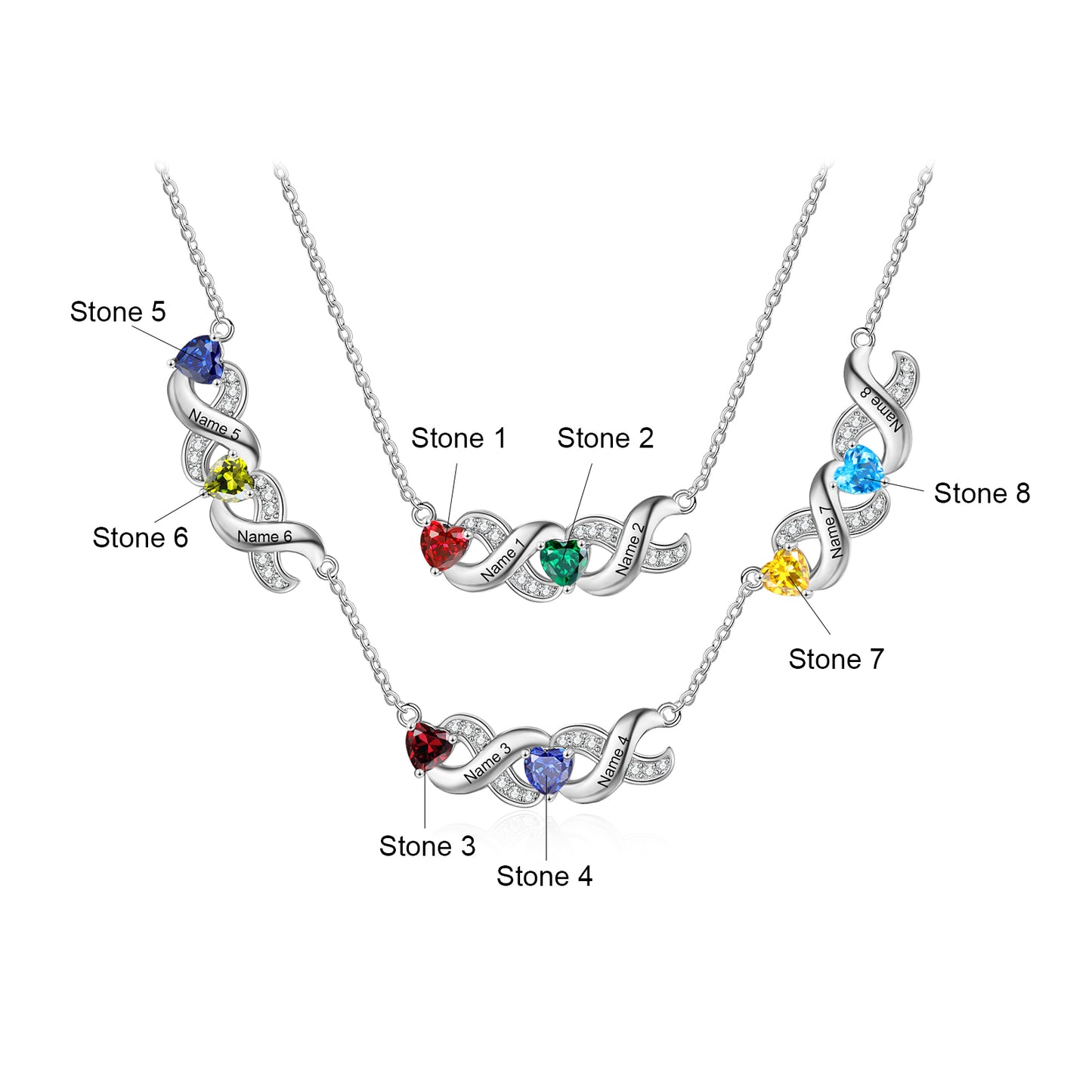 Personalized Birthstone Infinity Layered Necklace