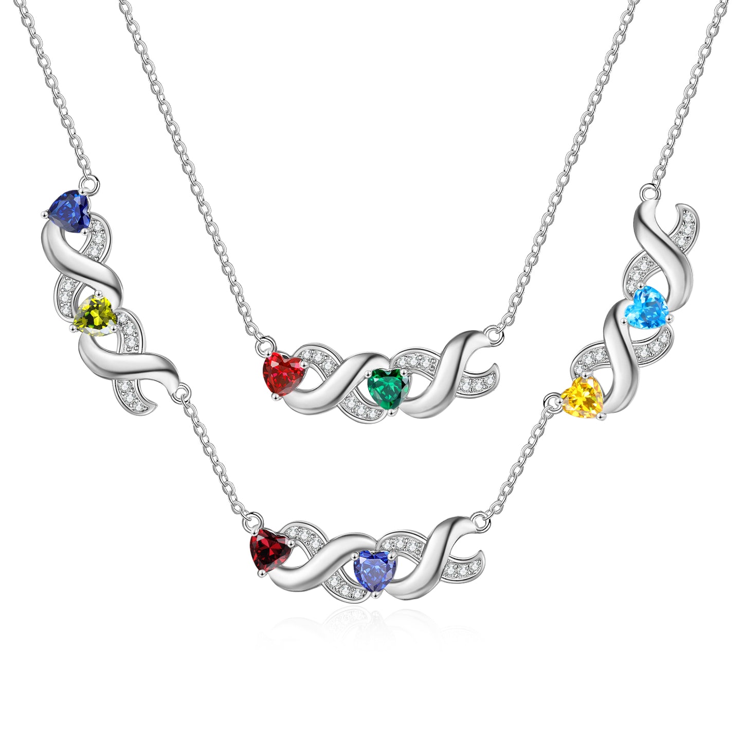 Personalized Birthstone Infinity Layered Necklace