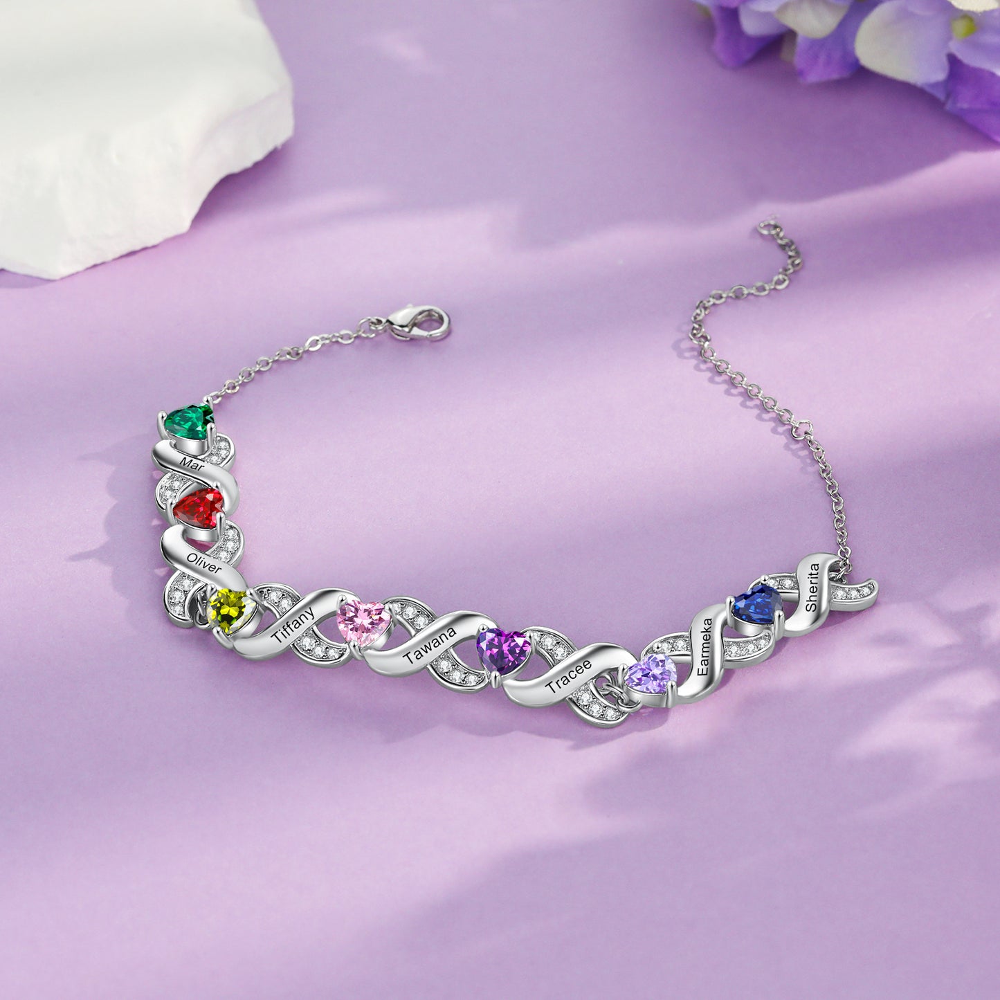 Custom Birthstone Infinity Bracelet