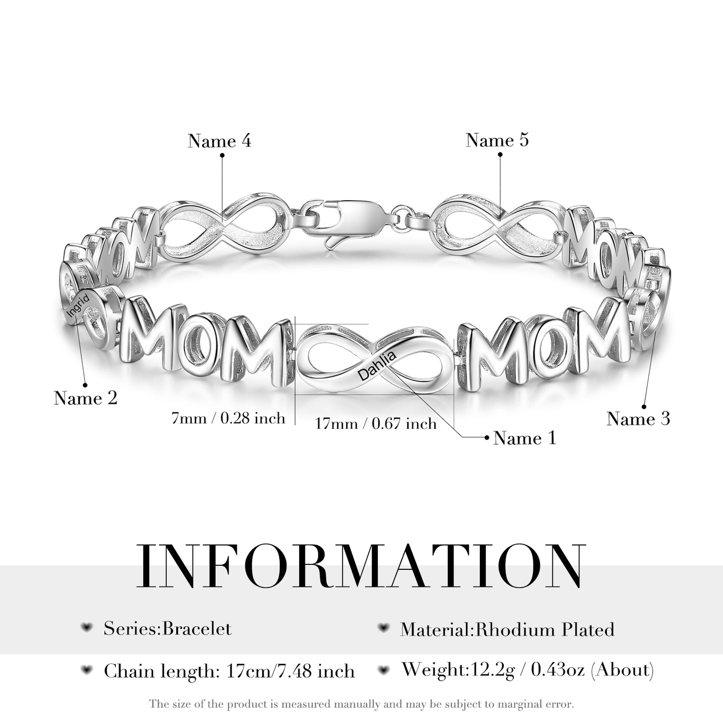 Custom Name Infinity Bracelet with MOM