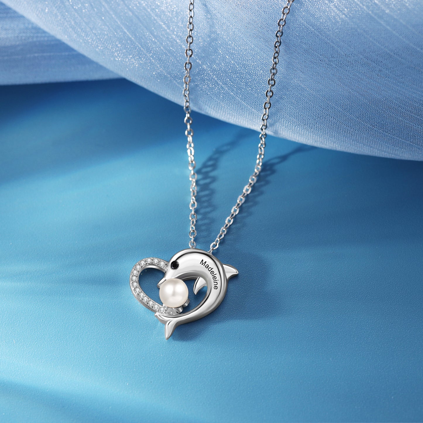 Custom Heart Necklace with Dolphin