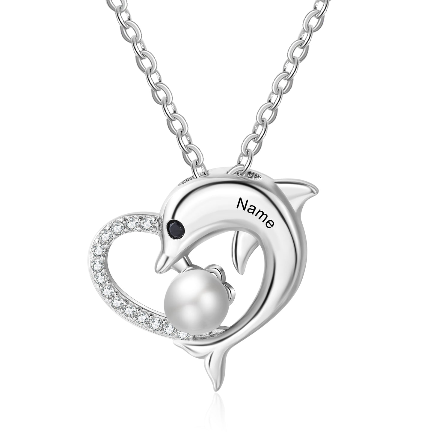 Custom Heart Necklace with Dolphin