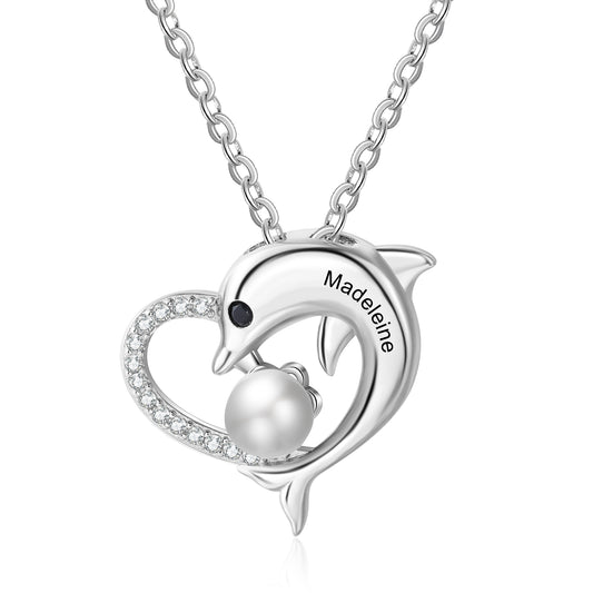 Custom Heart Necklace with Dolphin