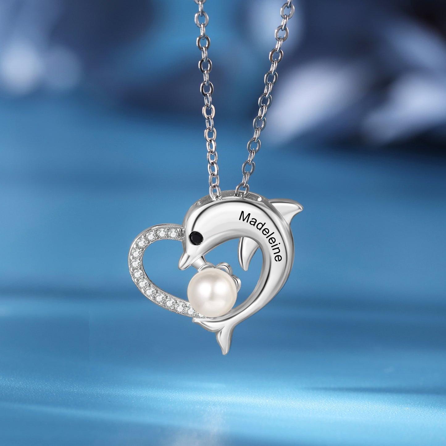 Custom Heart Necklace with Dolphin