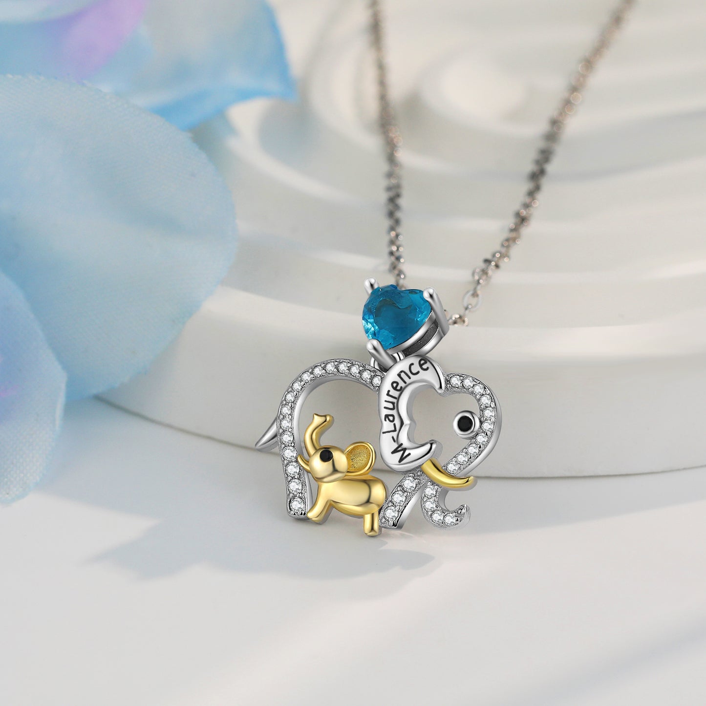 Custom Elephant Mother and Child Necklace