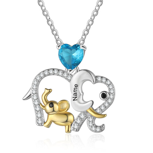 Custom Elephant Mother and Child Necklace