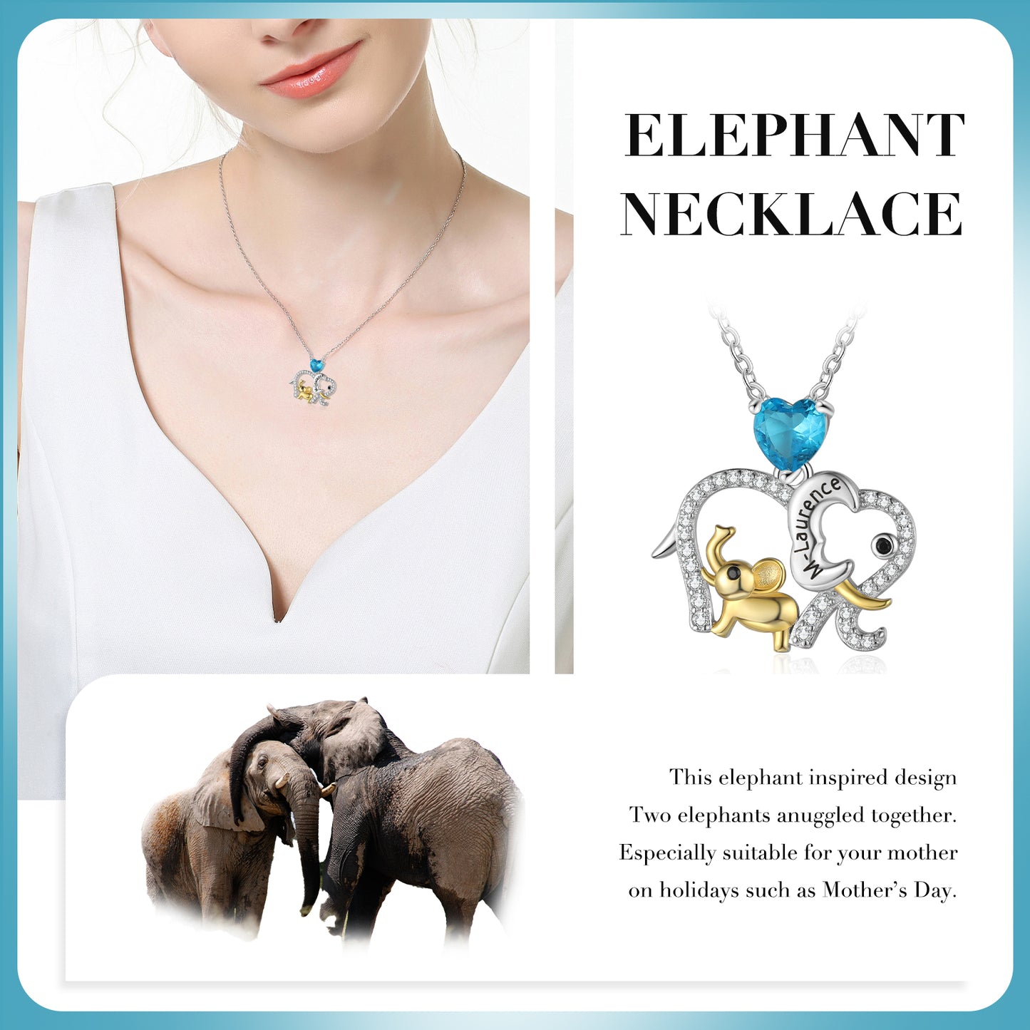 Custom Elephant Mother and Child Necklace