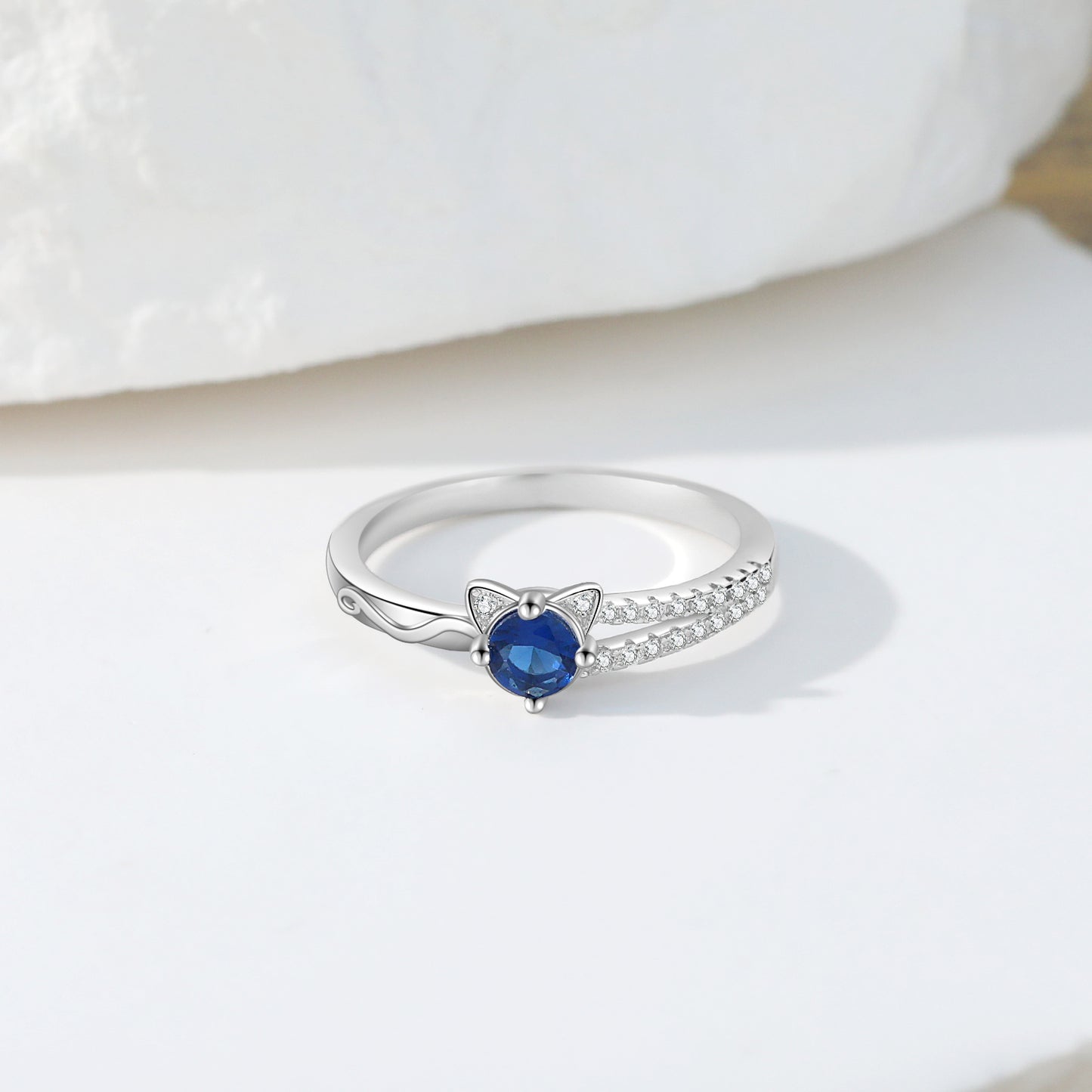 Personalized Birthstone Cat Ring