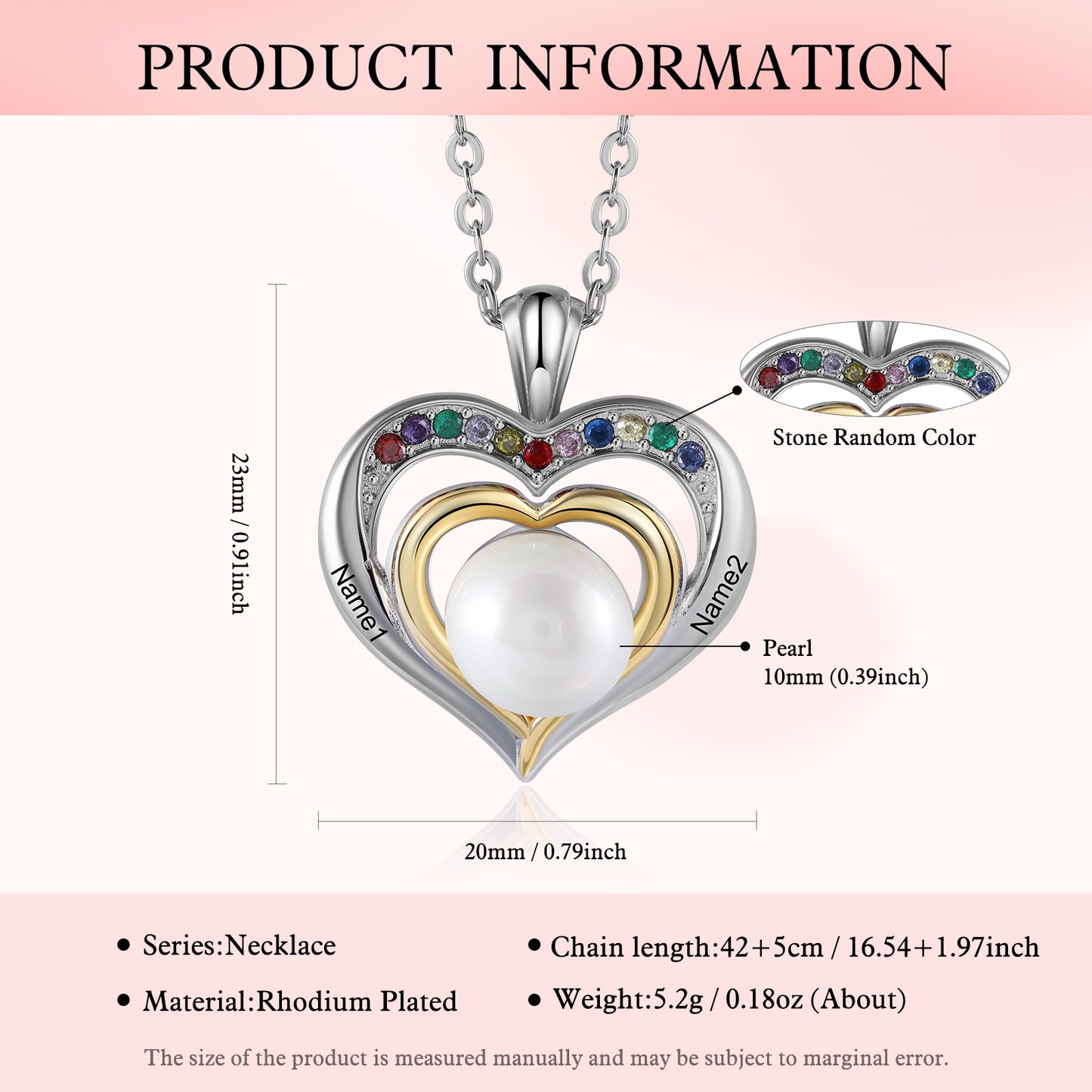 Custom Pear Heart Necklace