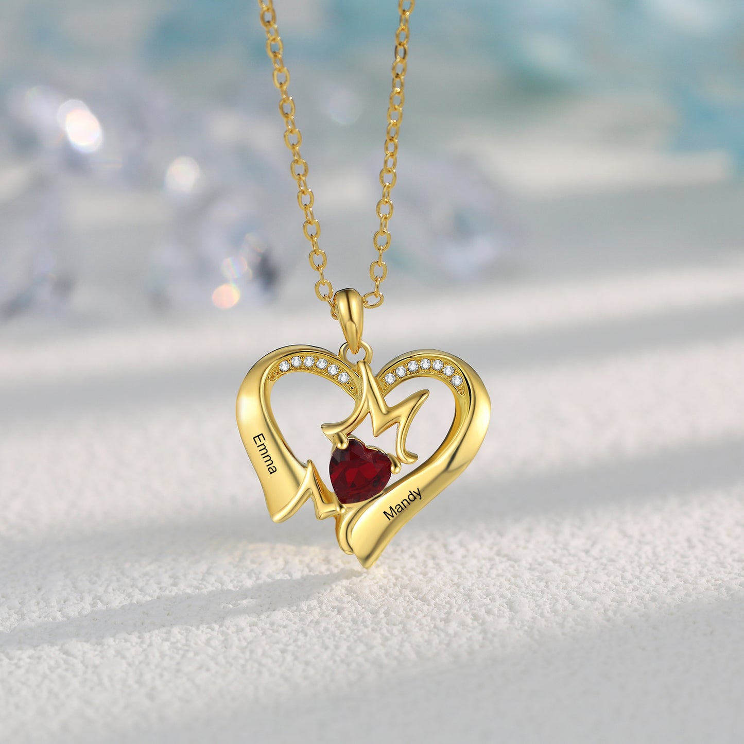 Custom Heart Necklace with Mom