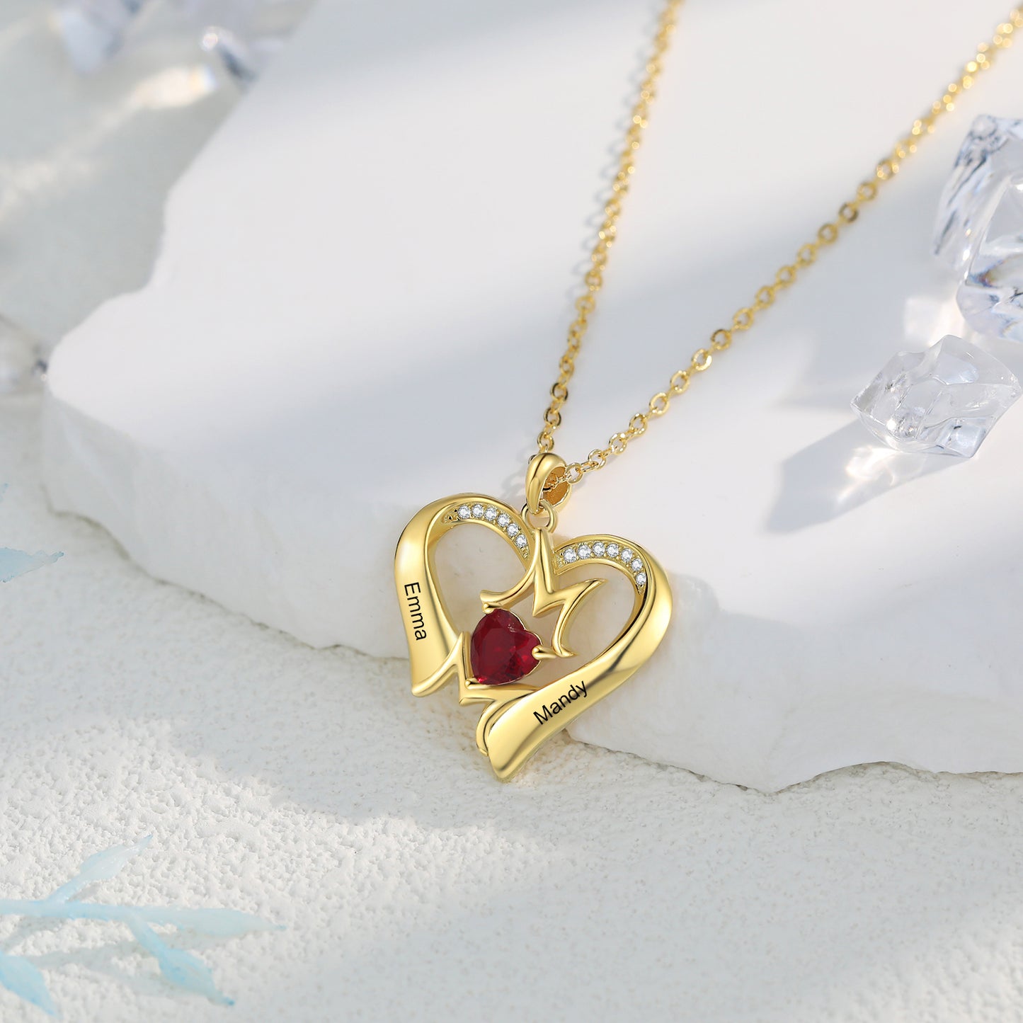 Custom Heart Necklace with Mom