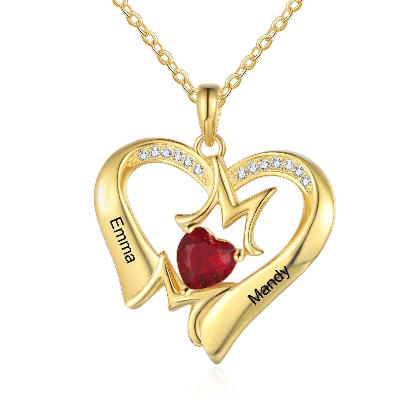 Custom Heart Necklace with Mom