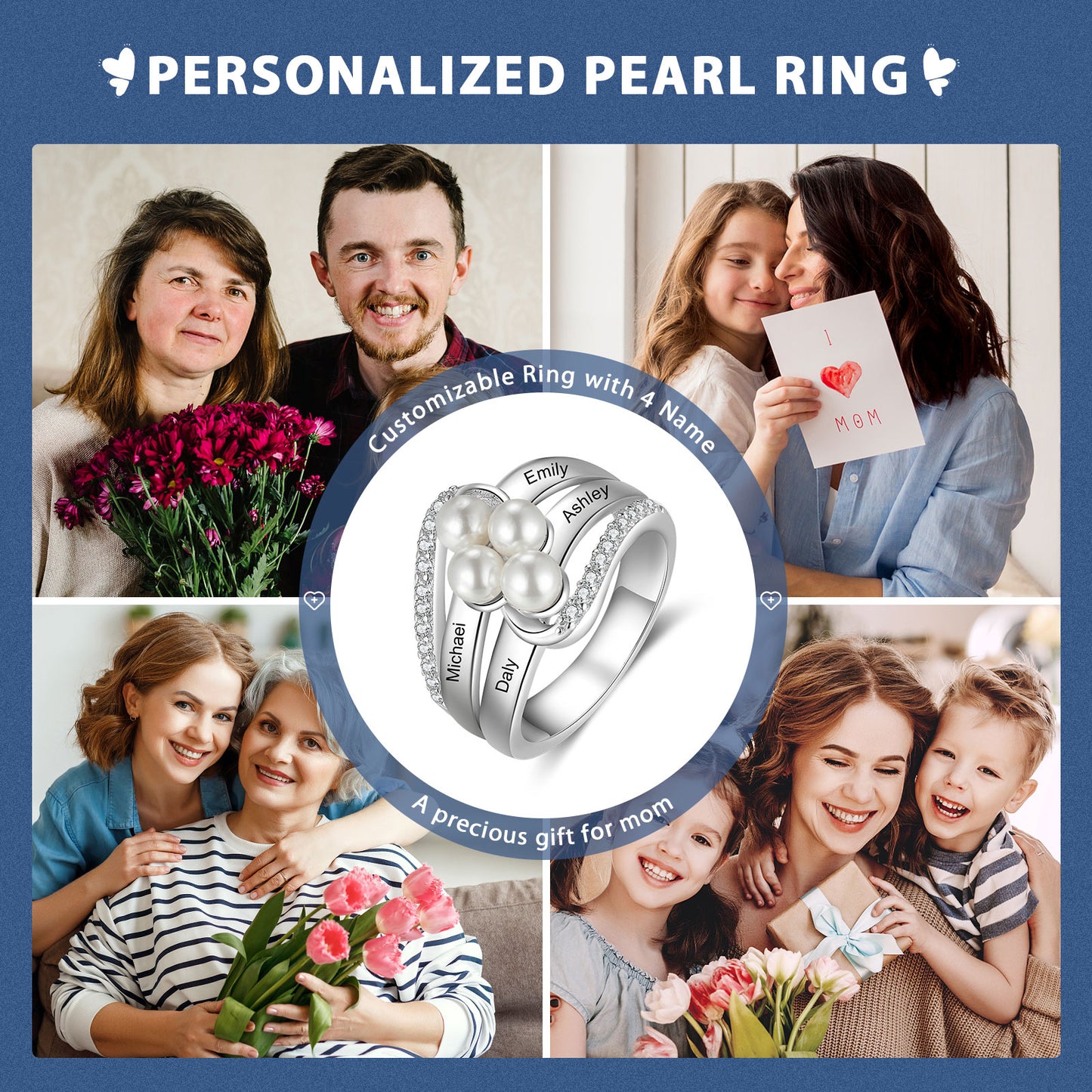 Custom Name Pearl Ring