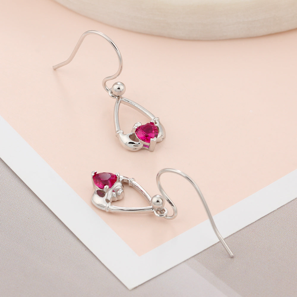 925 Sterling Silver Birthstone Hoop Earrings