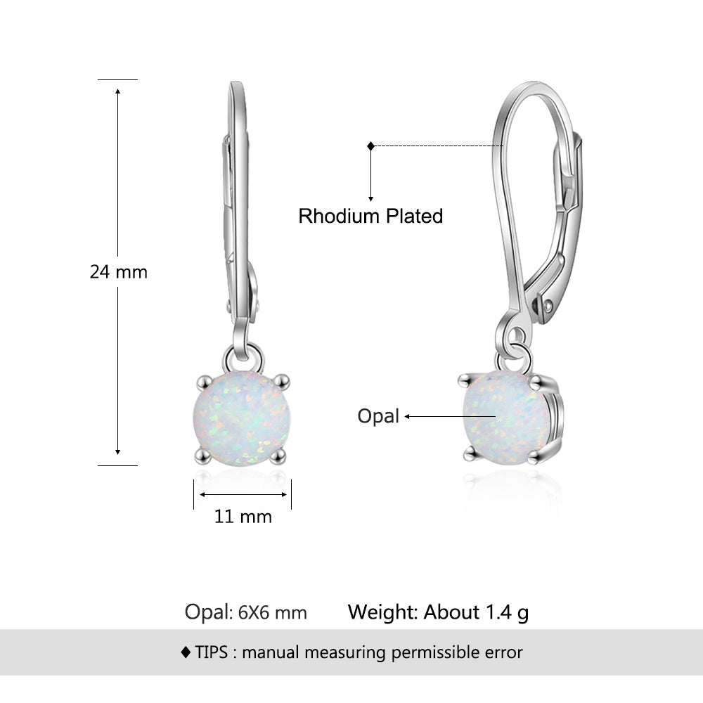 Fashion 925 Sterling Silver Earrings with Simulated Opal