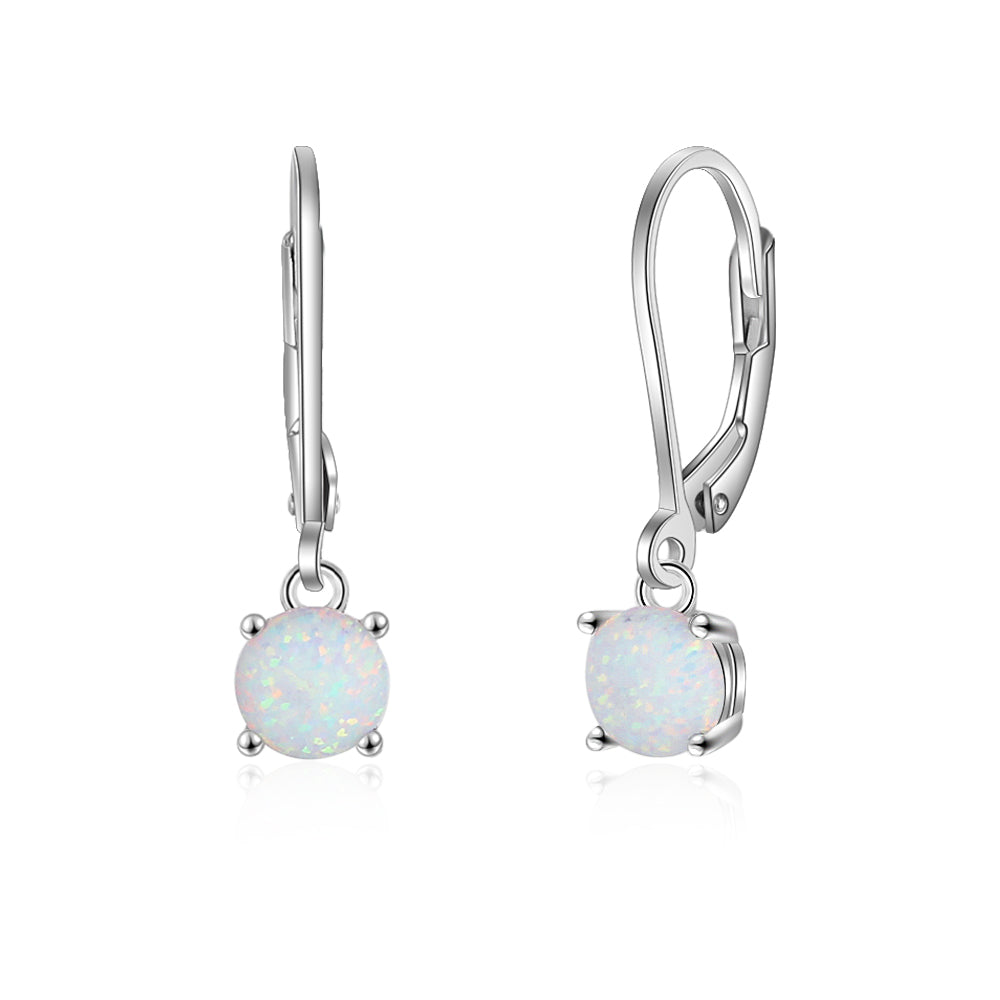 Fashion 925 Sterling Silver Earrings with Simulated Opal