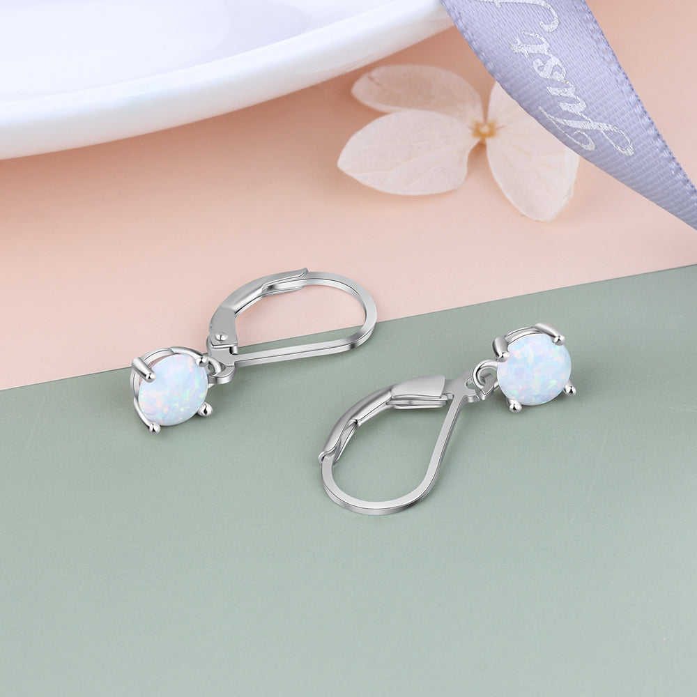 Fashion 925 Sterling Silver Earrings with Simulated Opal