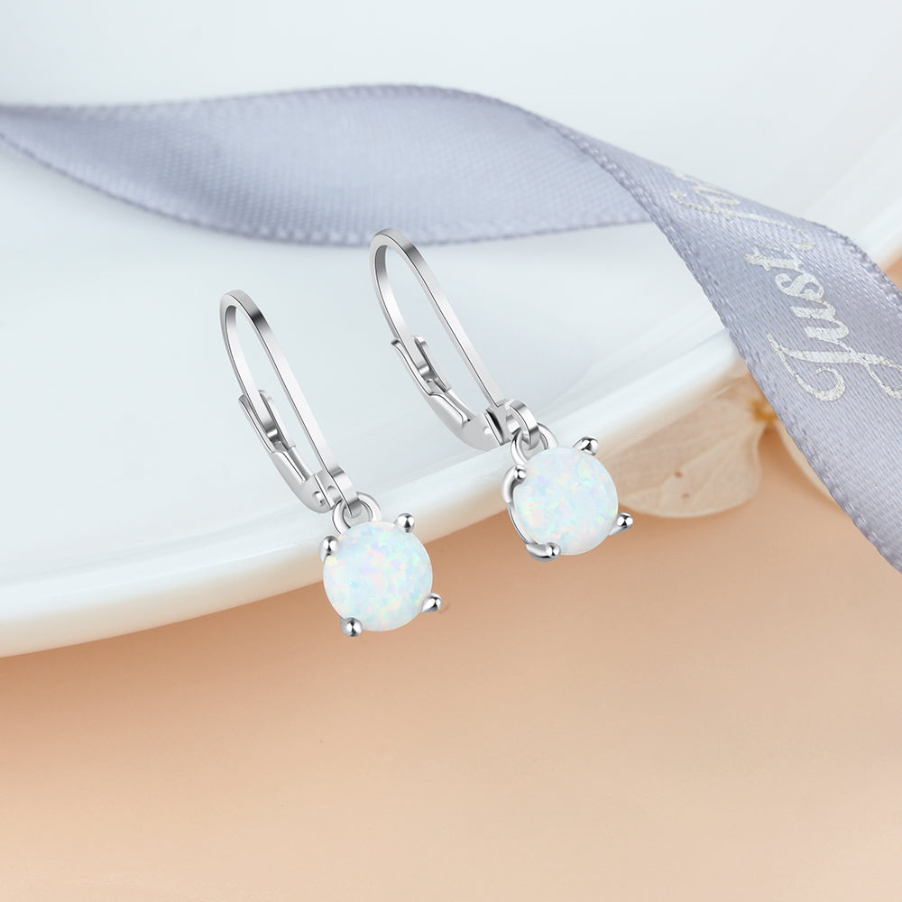 Fashion 925 Sterling Silver Earrings with Simulated Opal