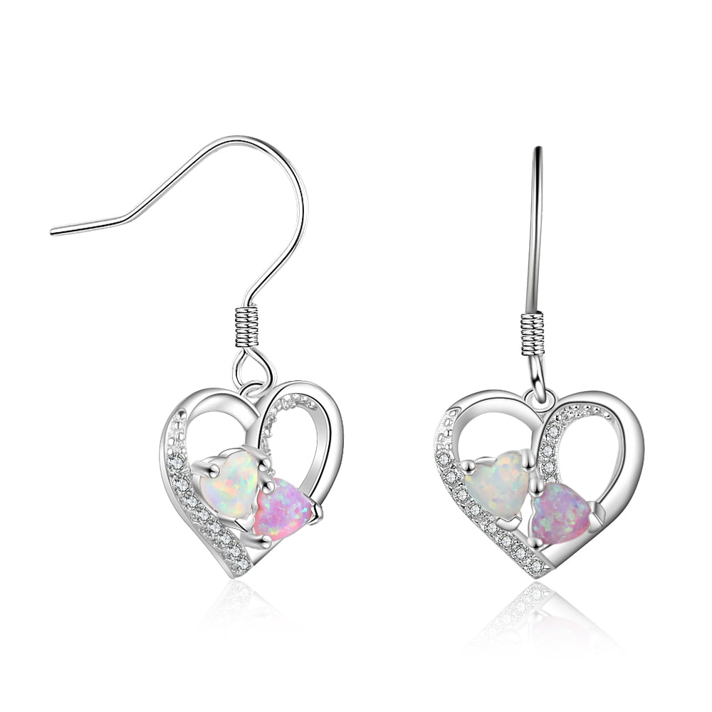 Fashion 925 Sterling Silver Earrings with Simulated Opal