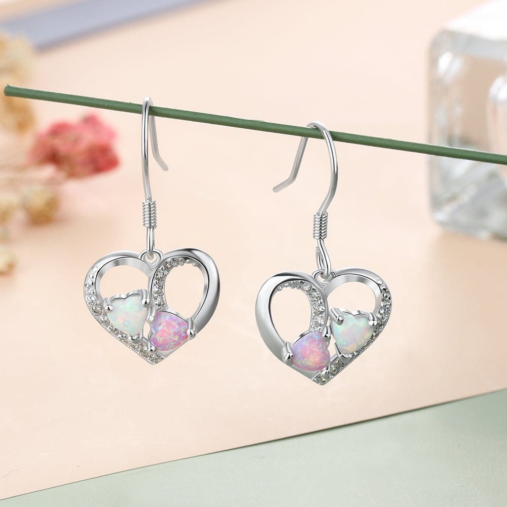 Fashion 925 Sterling Silver Earrings with Simulated Opal