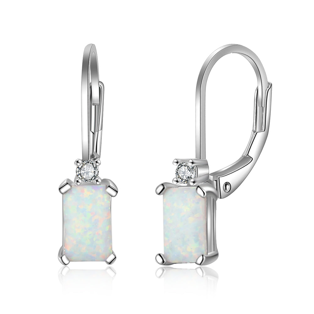 Fashion 925 Sterling Silver Earrings with Simulated Opal