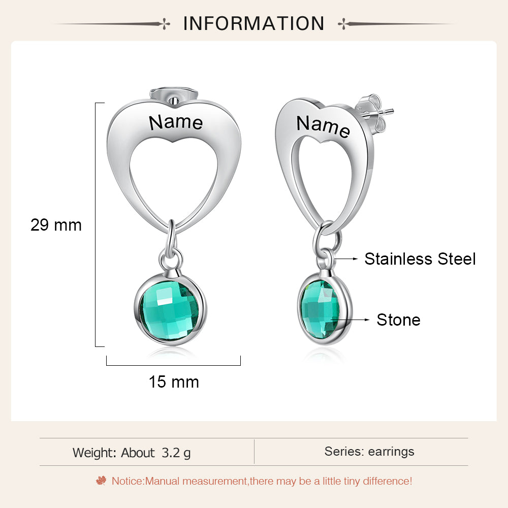 Stainless Steel Birthstone Earrings