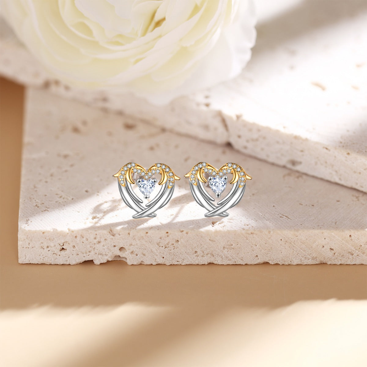 Heart Shape Wing Stud Earring