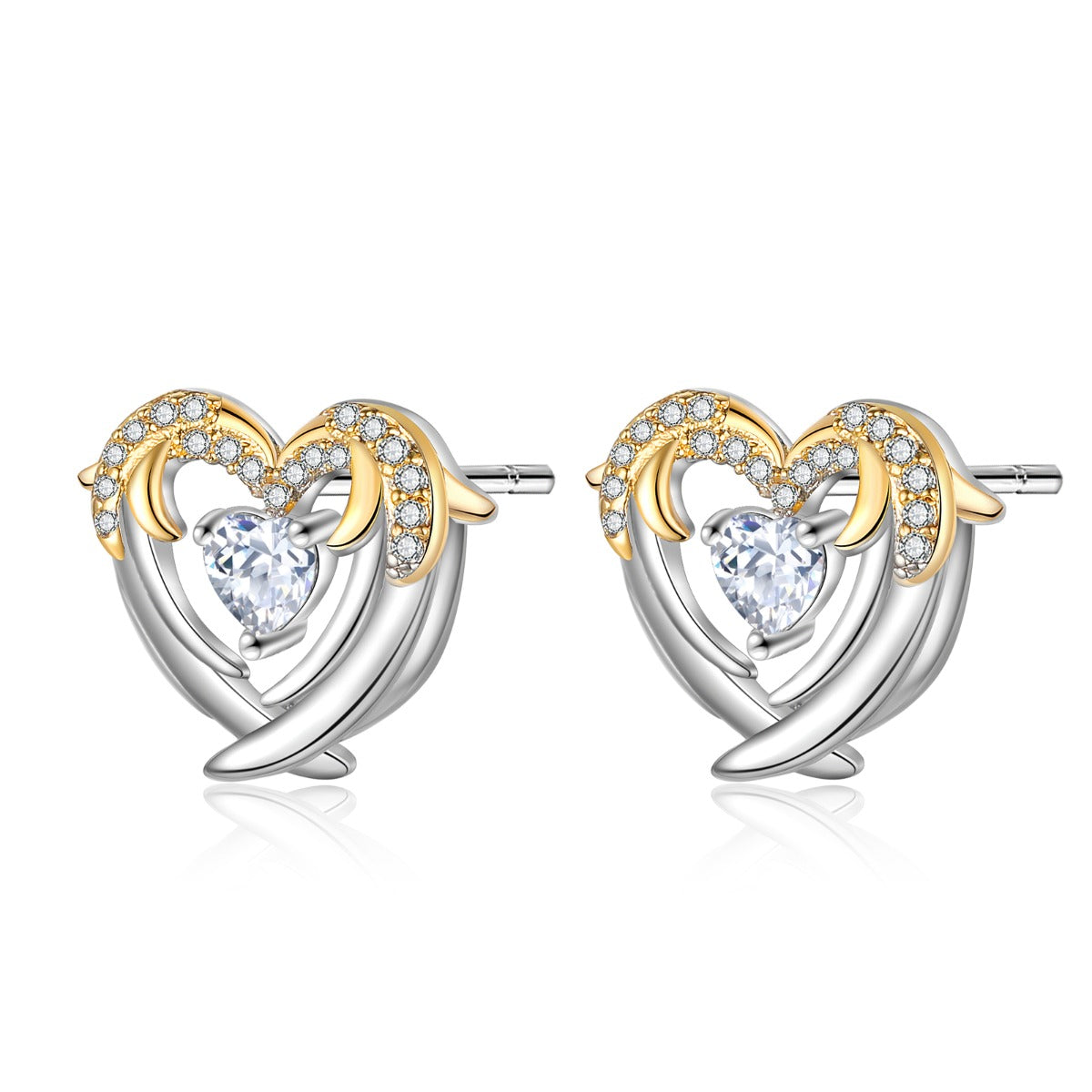 Heart Shape Wing Stud Earring