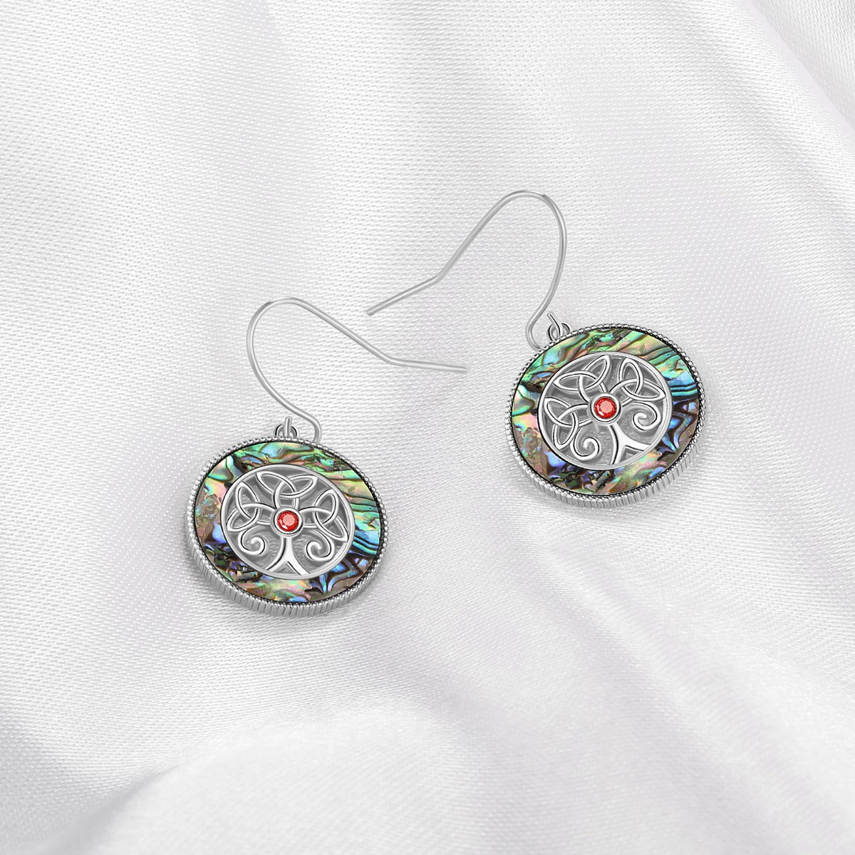 Rhodium Plated Family Tree Earrings