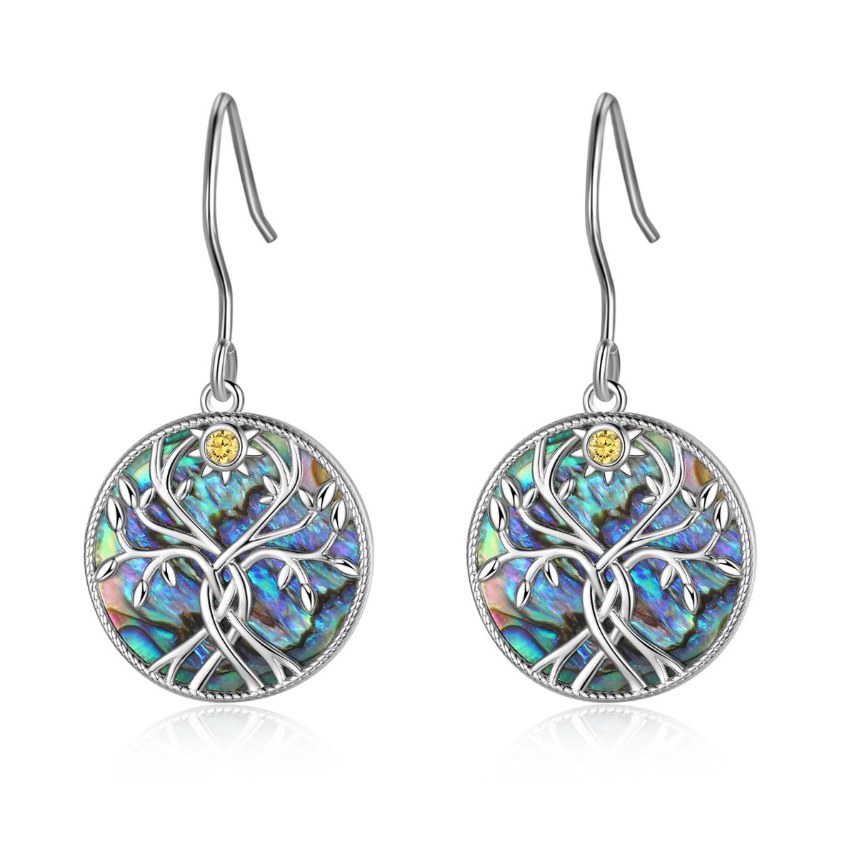 Rhodium Plated Family Tree Earrings