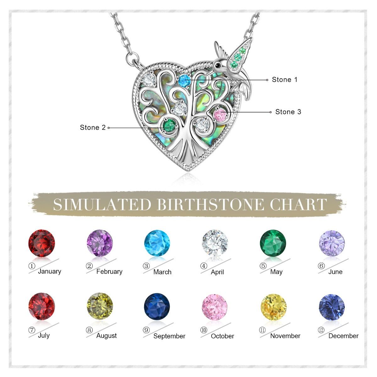 Rhodium Plated Bird and Tree Heart Shape Jewelry Set