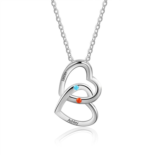 925 Sterling Silver Double Heart Necklace - iYdr