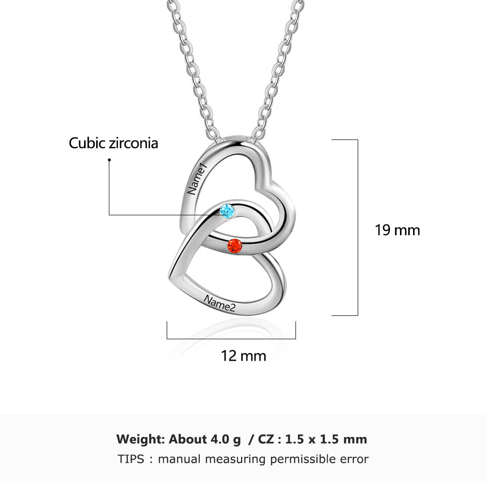 925 Sterling Silver Double Heart Necklace - iYdr