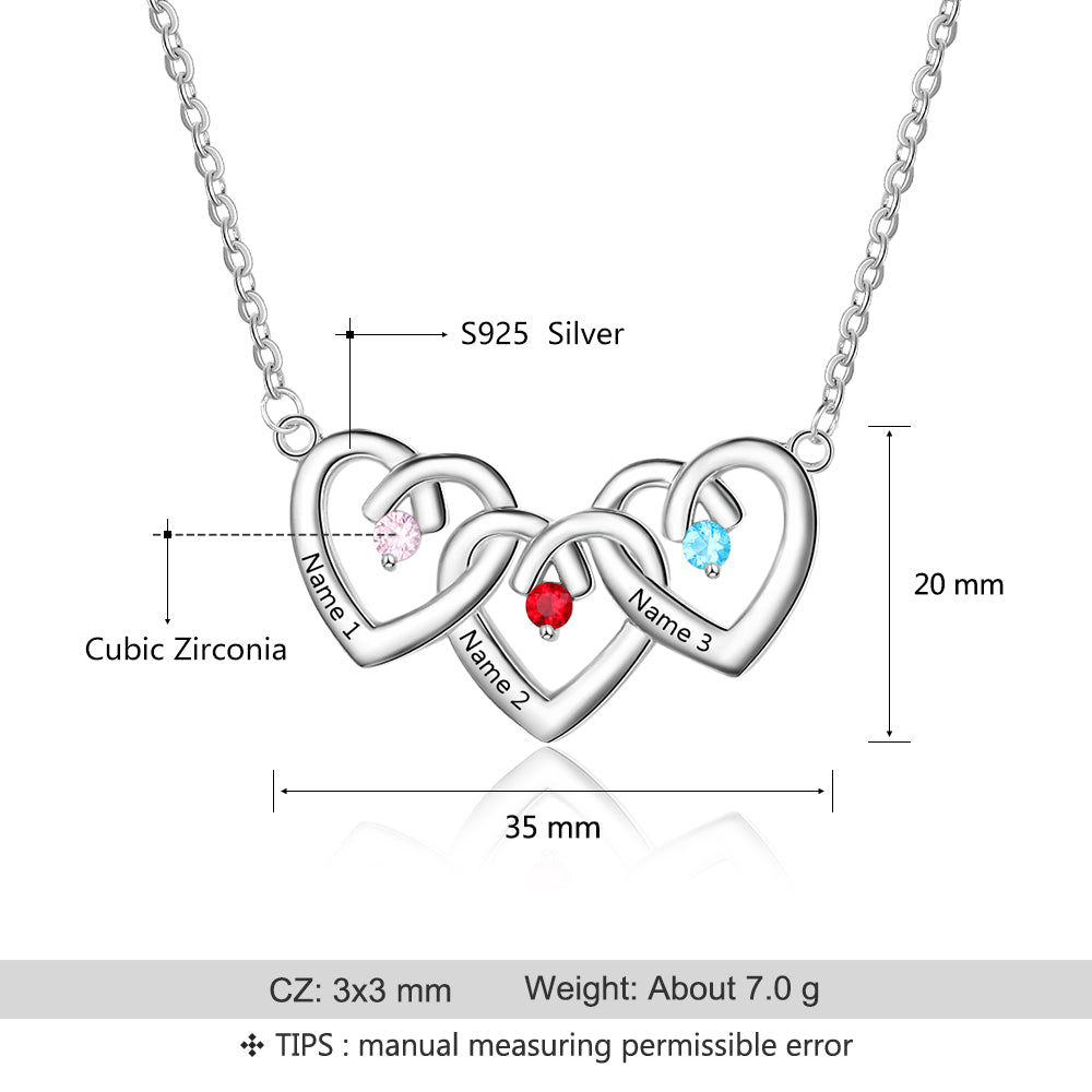 Birthstone &amp; Engraved 925 Sterling Silver Necklace