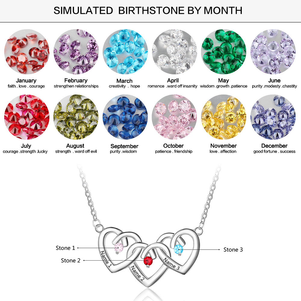 Birthstone &amp; Engraved 925 Sterling Silver Necklace