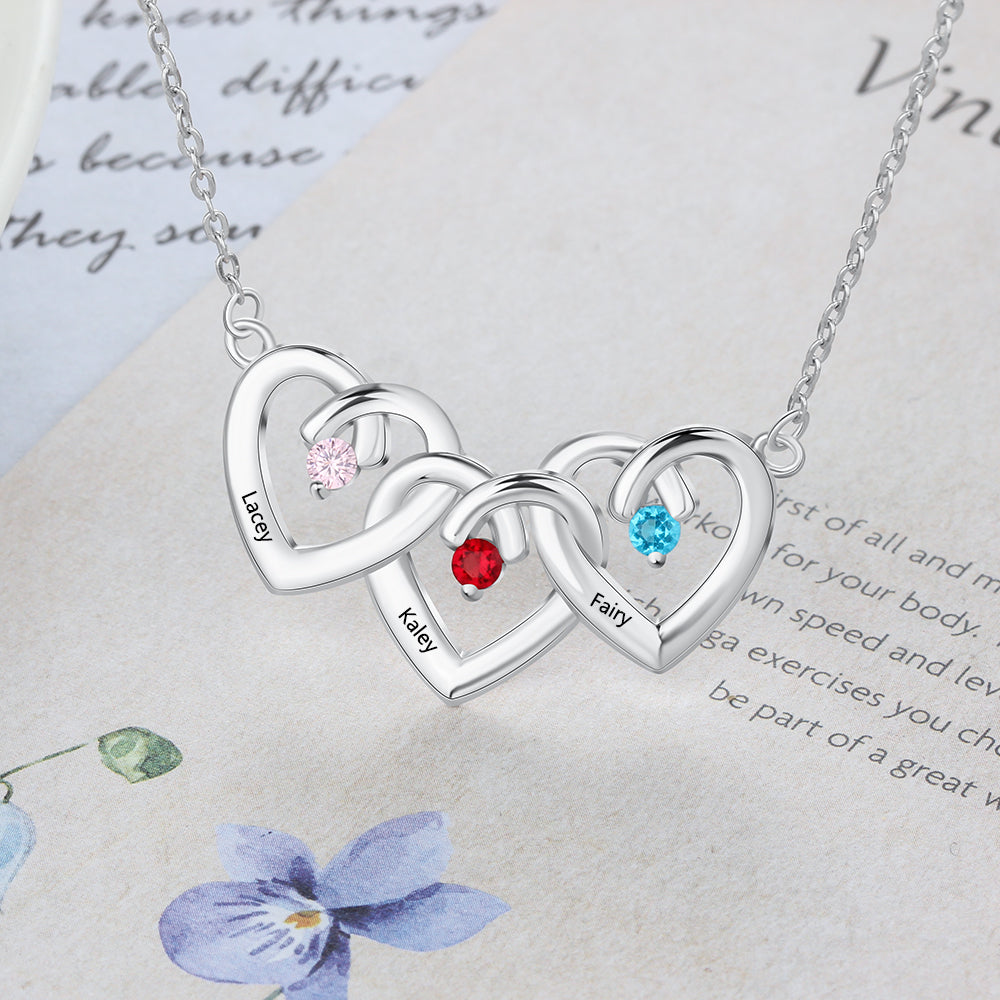 Birthstone &amp; Engraved 925 Sterling Silver Necklace