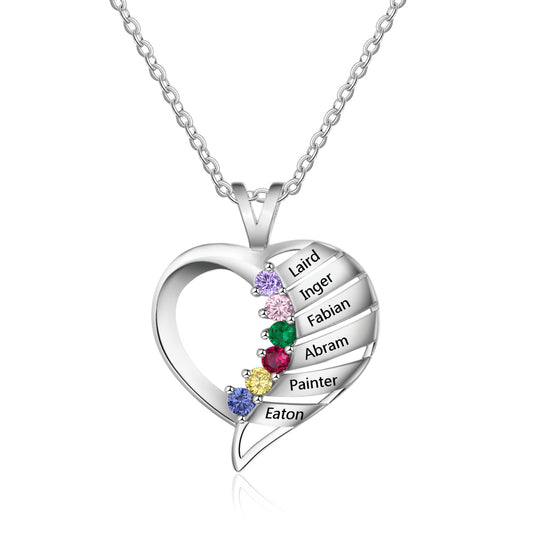 S925 Personalized Names Heart Shape Pendant Necklace with Cubic Zirconia