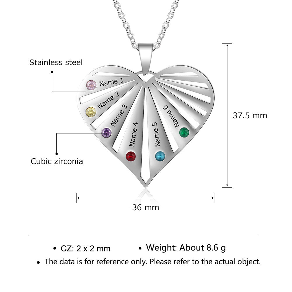 Six Birthstone Heart Necklaces - iYdr