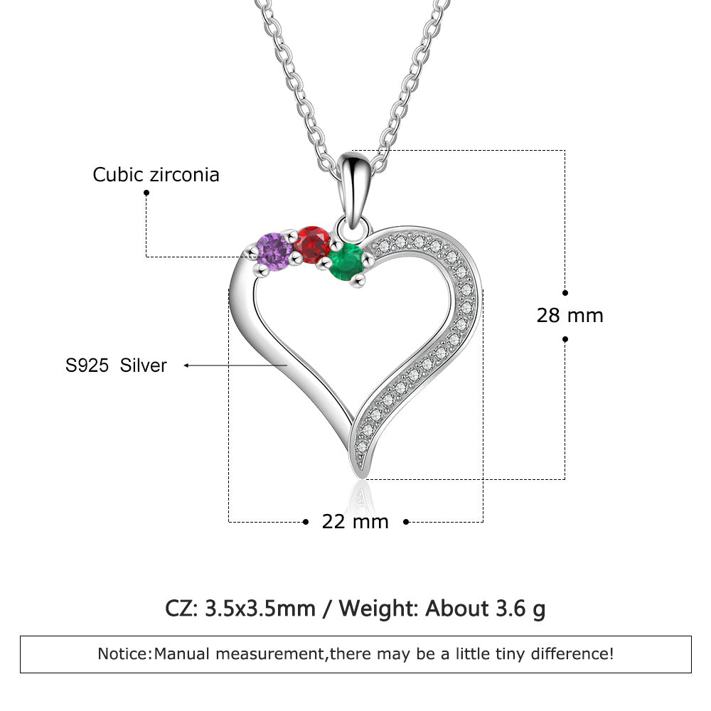 925 Silver Heart Necklace with Cubic Zirconia - iYdr