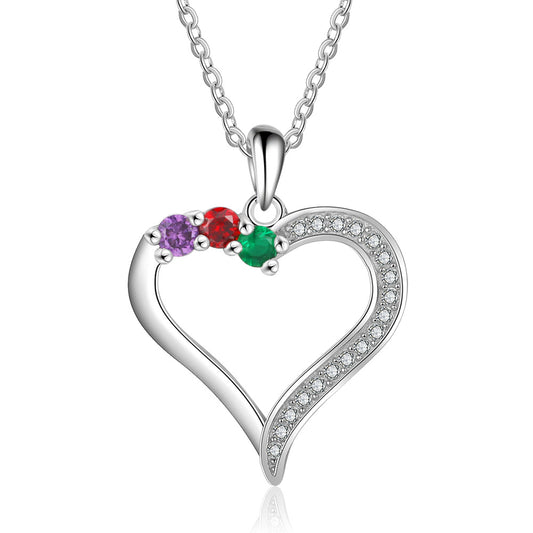 925 Silver Heart Necklace with Cubic Zirconia - iYdr