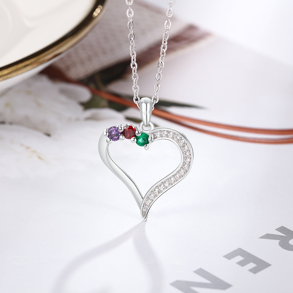 925 Silver Heart Necklace with Cubic Zirconia - iYdr