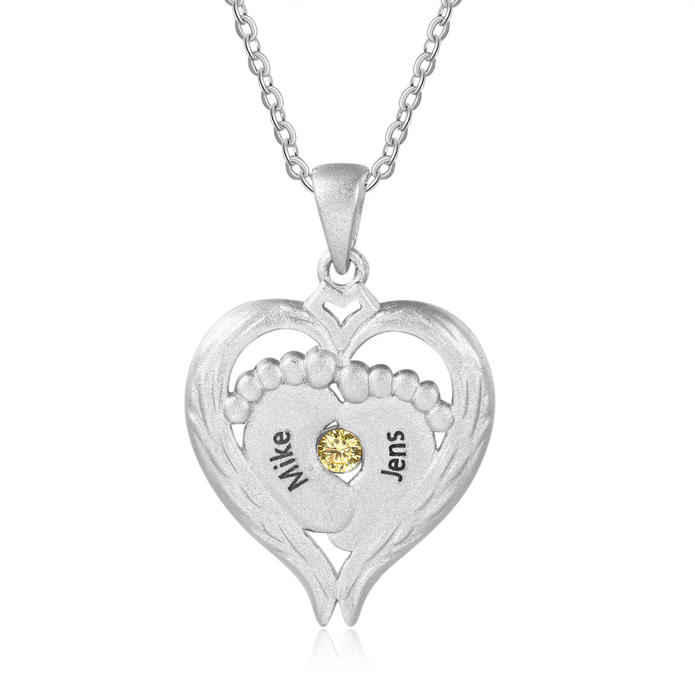 S925 Heart and Feet Pendant Necklace